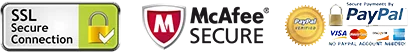 Secure checkout: SSL, McAfee, PayPal
