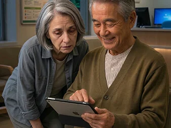 Dr. Sato showing Sarah the research